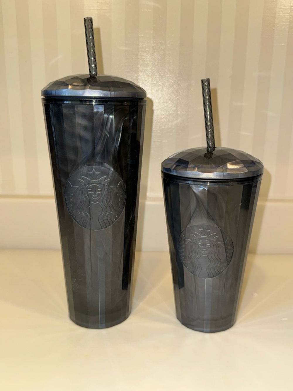Starbucks Iridescent Black Pearl Marbled Dome Cold Cups Tumblers 24 oz and 16 oz